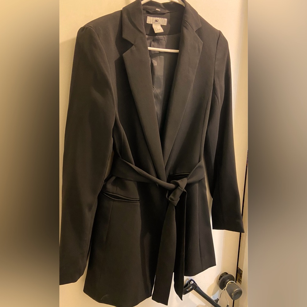 Black blazer with tie belt